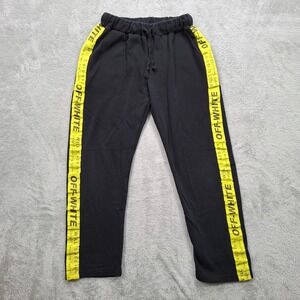 Off White Sweatpants Mens S" Black Virgil Abloh Logo Caution Tape Straight Leg